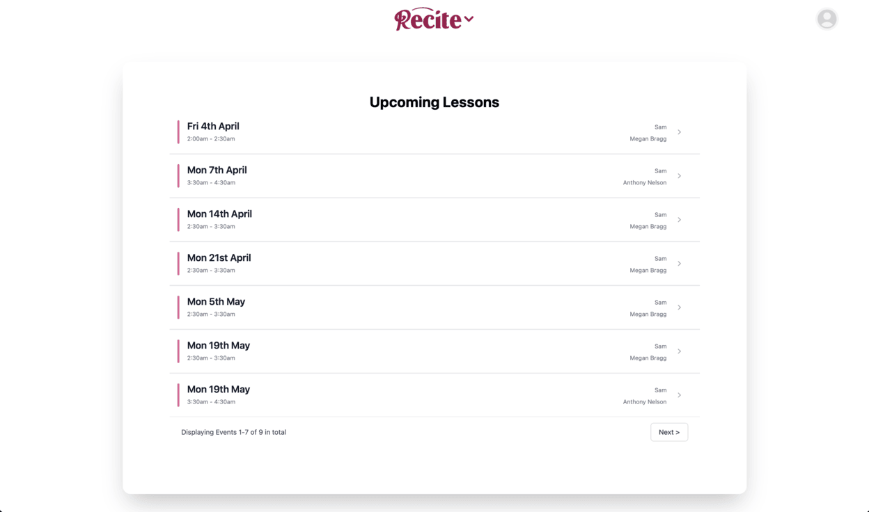 Recite student portal