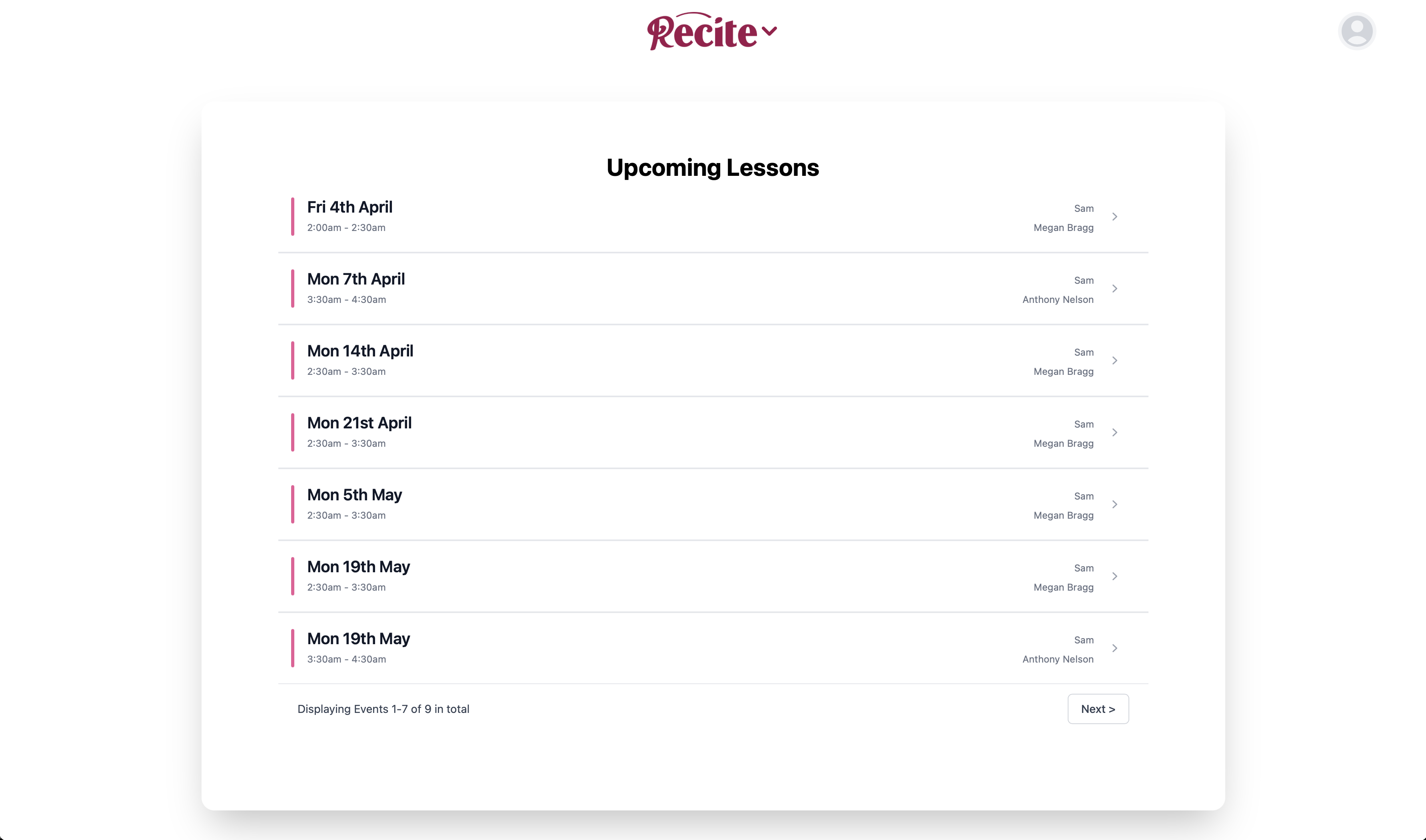Recite student portal